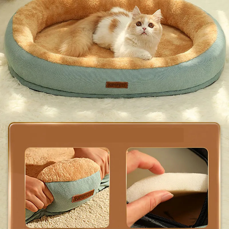 Panier lit spacieux bicolore pour chats