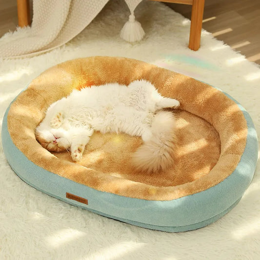 Panier lit spacieux bicolore pour chats