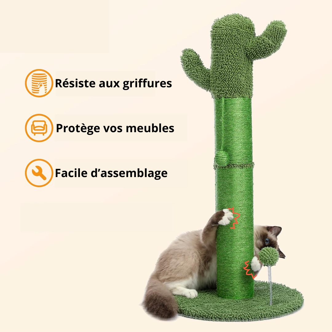 Griffoir cactus 85 cm avec balle suspendue pour chat