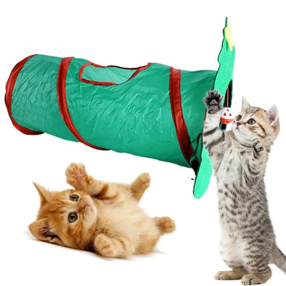 Tunnel sapin de Noël pour chat