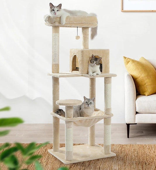 5-tier cat tree with hammock, sisal scratching posts and perch 