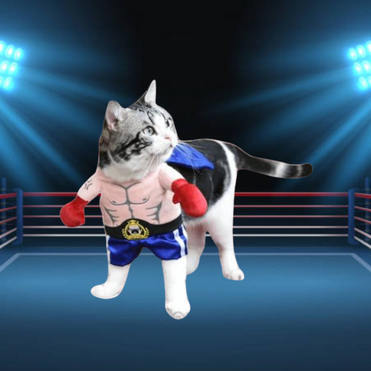Boxer costume with fabric cape for cats