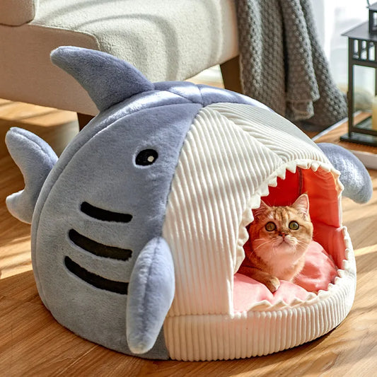 Shark plush cat kennel