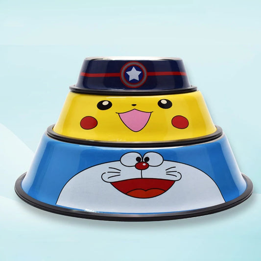 Geek design bowl for cat: Captain America, Pikachu, Doraemon