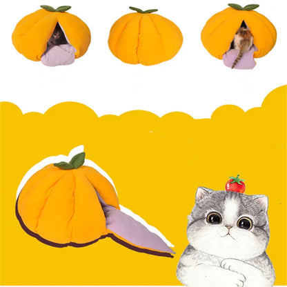 Plush pumpkin kennel for cats