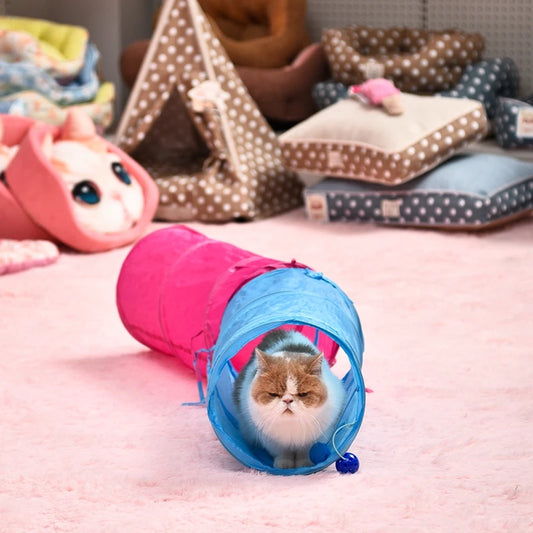 Pink/Blue Ball Tunnel for Cats