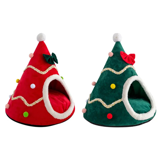 Plush Christmas tree kennel for cats 