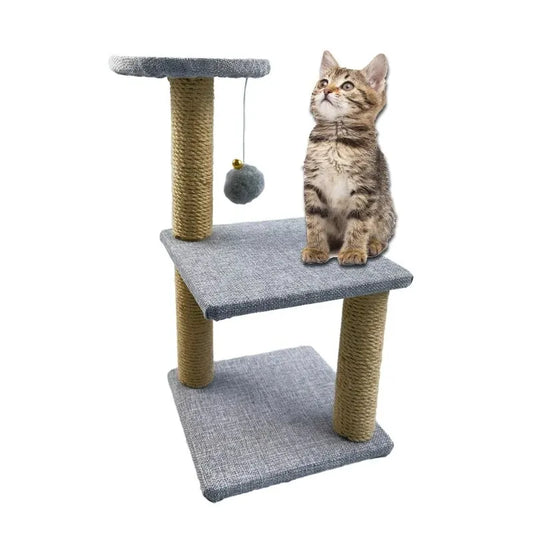 Small kitten cat tree with scratching post and hanging ball