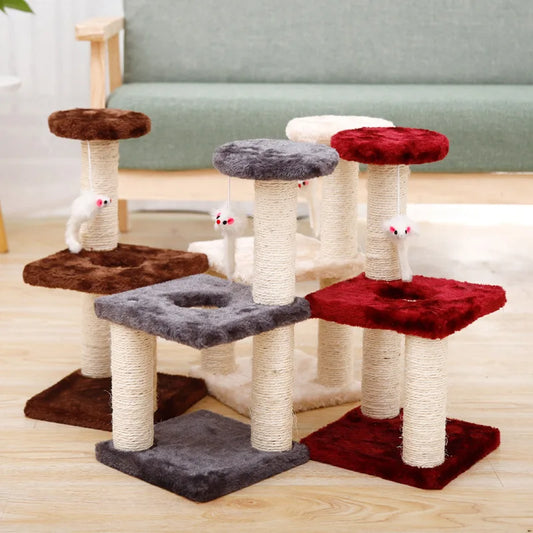 Small cat tree for kitten with sisal and mice