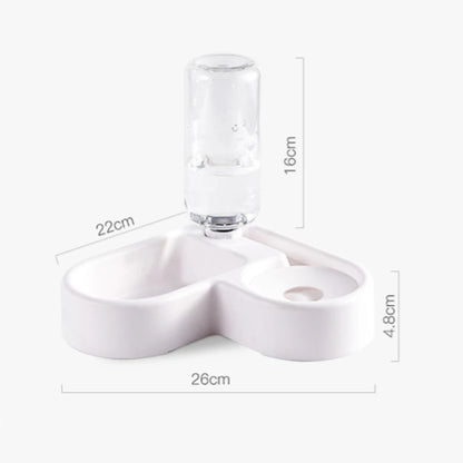 Automatic corner water fountain with food bowl