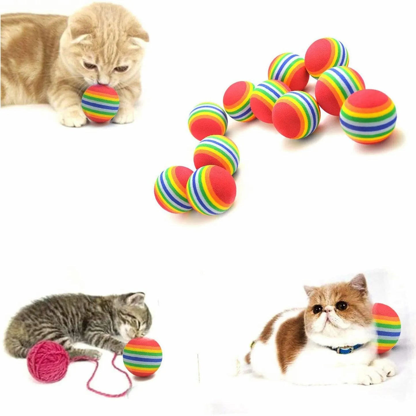 Small rainbow foam balls for cats